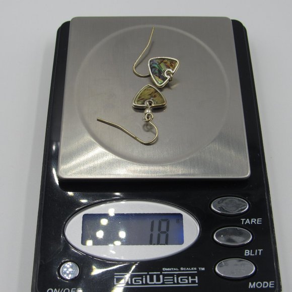 Silver Tone Tiny Abalone Shell Earrings Vintage - Picture 6 of 6